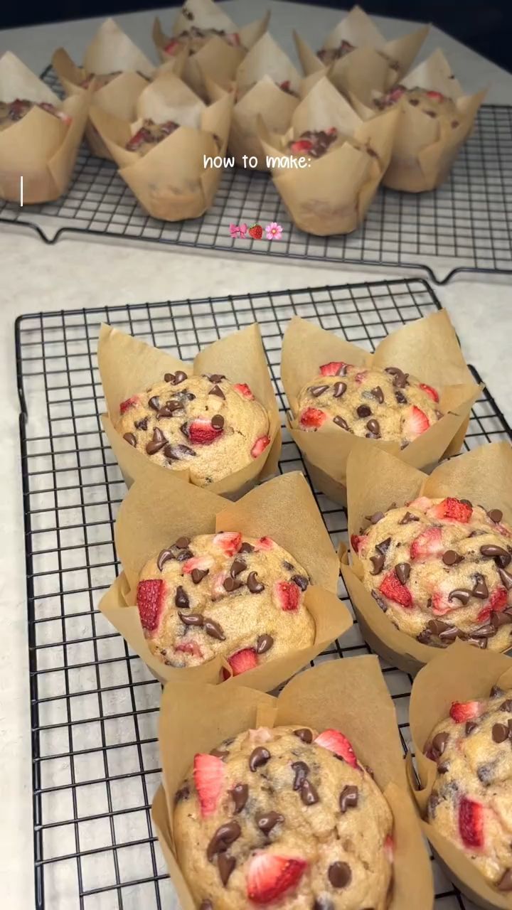 Chocolate Dipped Strawberry Muffins