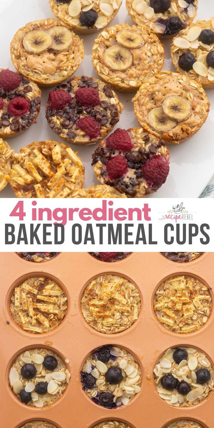 4 Ingredient Baked Oatmeal Cups