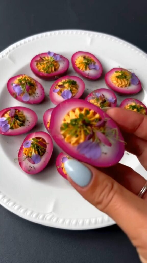 pink deviled eggs recipe