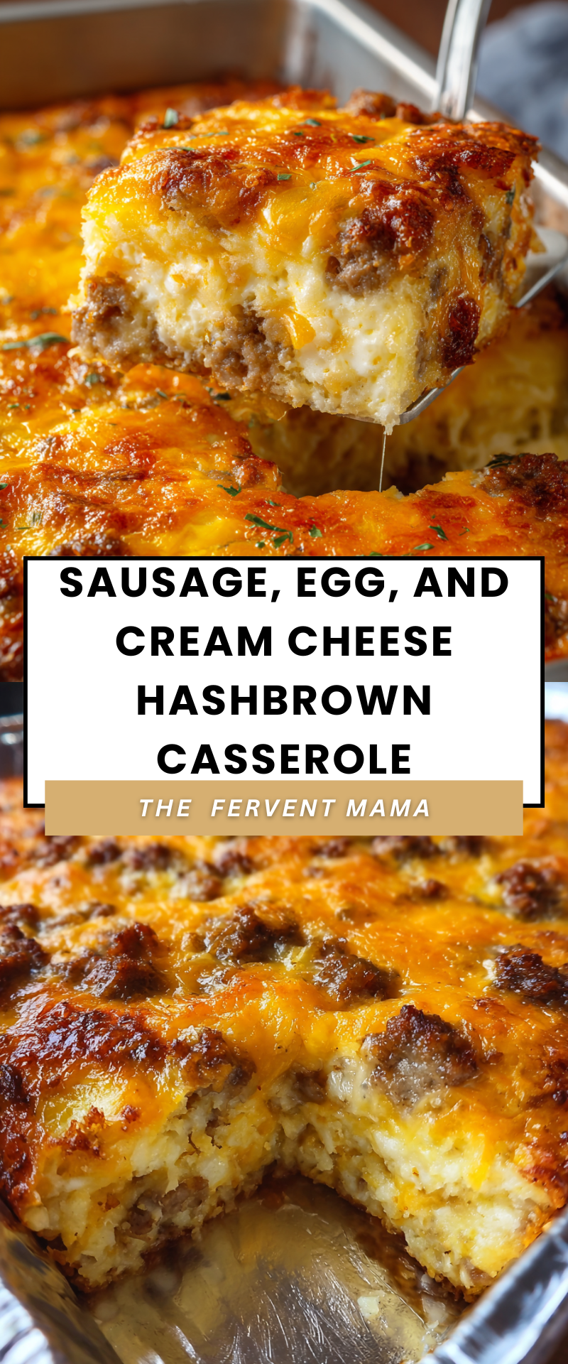 Sausage, Egg, and Cream Cheese Hashbrown Casserole