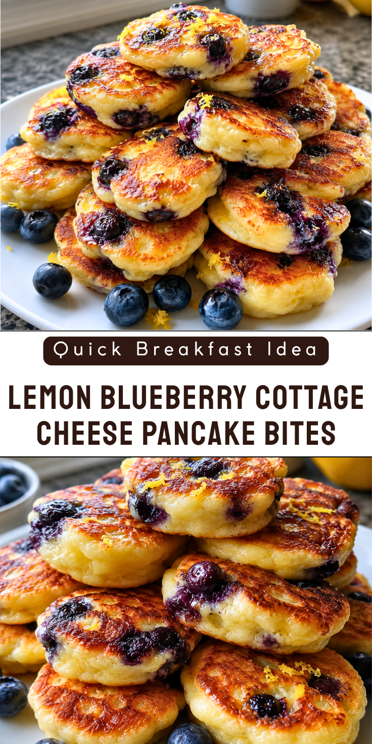 Easy Lemon Blueberry Cottage Cheese Pancake Bites - Quick Breakfast Idea