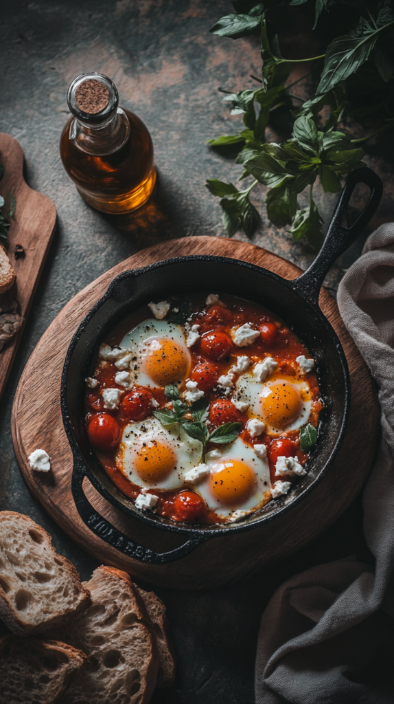 baked eggs with feta