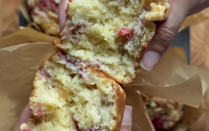 bakery style raspberry white chocolate muffins