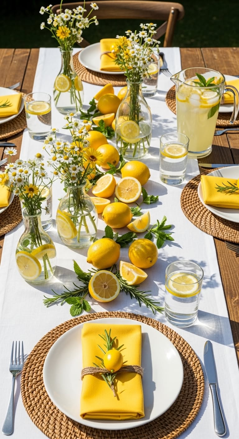 Lemon Table Decor Ideas: Sunny Outdoor Brunch