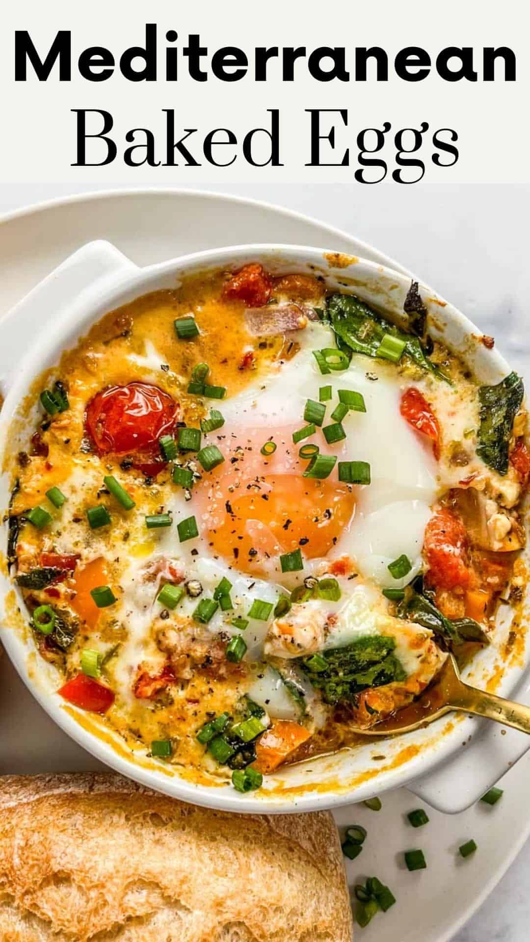 Baked Feta Eggs with Tomatoes and Spinach