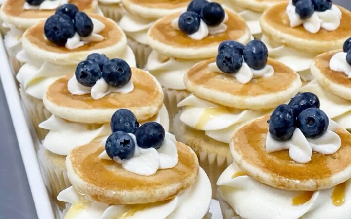 blueberry muffins with pancake topping