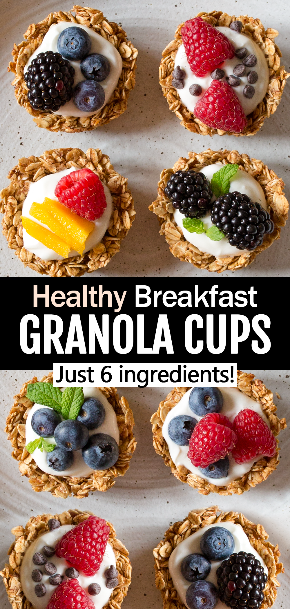 Easy Healthy Breakfast Granola Cups (Fruit & Yogurt Filling)