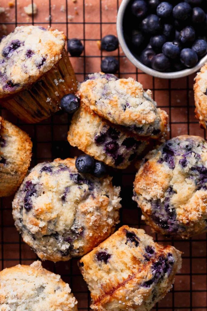 moist bakery style blueberry muffins