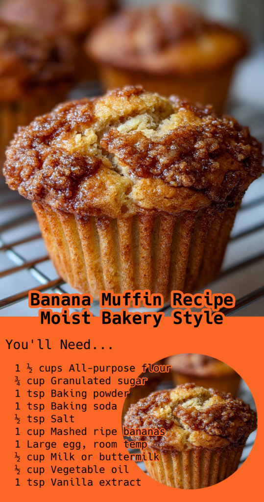 moist bakery style banana muffins